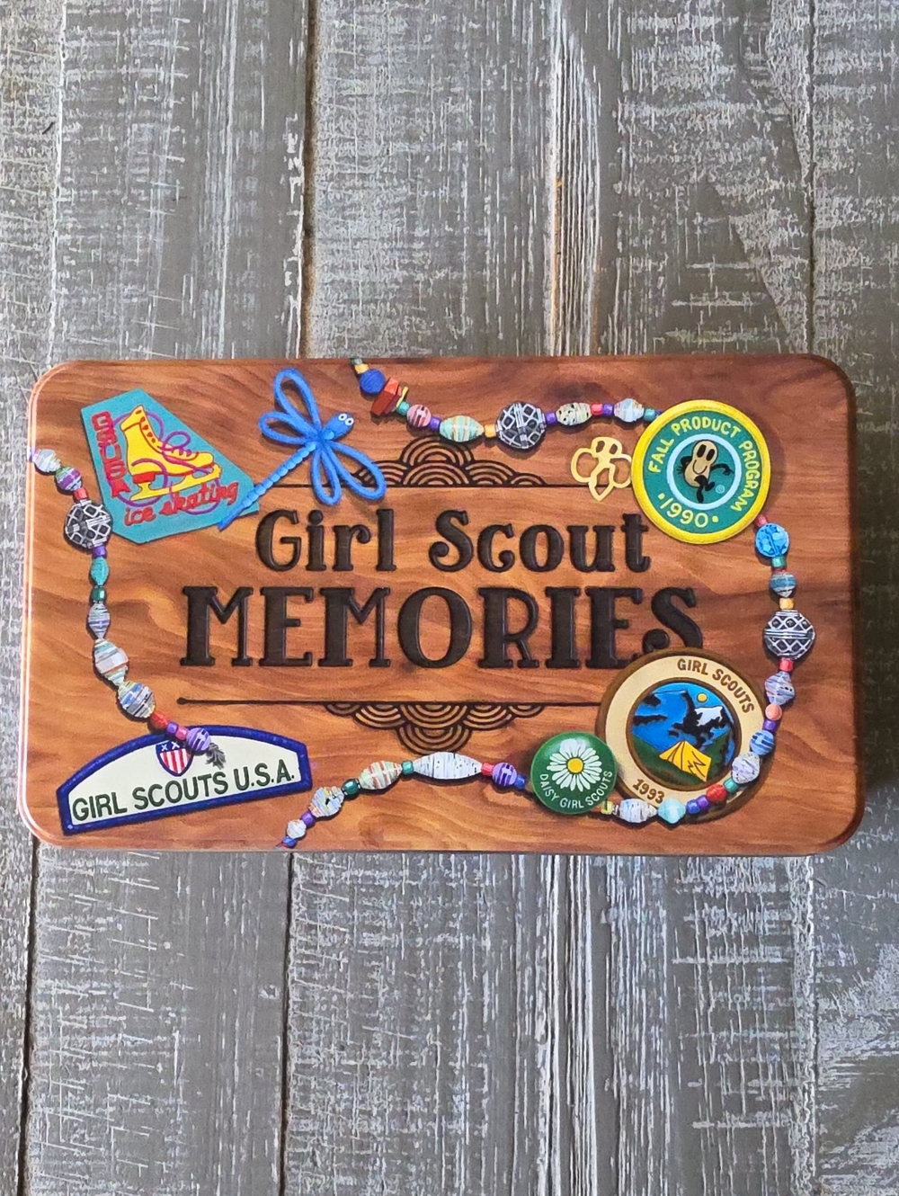 Girl Scouts of America GSA "MEMORIES" Empty METAL TIN 2022 For Patches & Trinket
